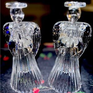 Crystal Angel Taper Candle Holders - NWOT